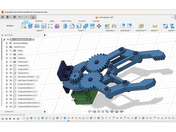Robot Gripper design in Fusion360